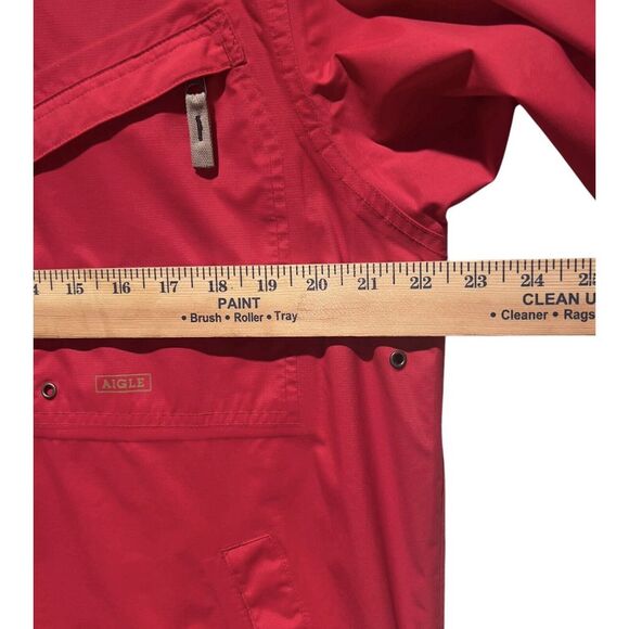 Aigle Men's Size L Red Windbreaker Jacket Full Zip Lined Hike Fish Sail *No Hood - Picture 13 of 16